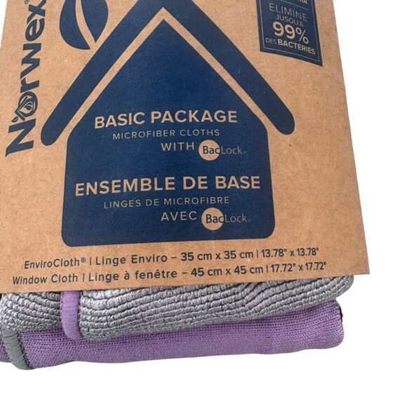 NEW NORWEX PURPLE GRAY MICROFIBER BASIC PACKAGE 1 ENVIRO 1 WINDOW FAST SHIPPING - Picture 2 of 7
